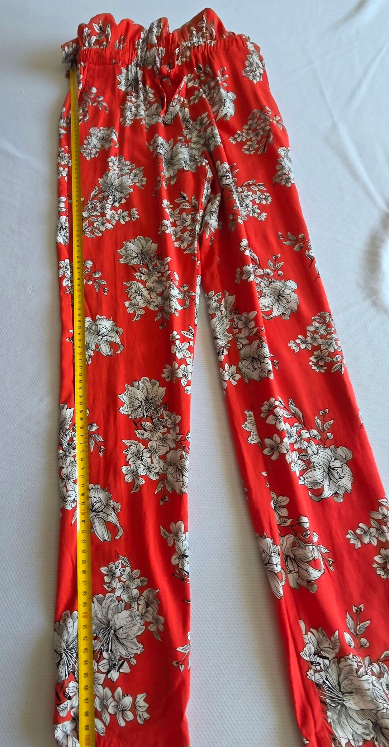 Combi-broek rood koraal met bloemenprint M 38 lichte combinatie bretels – photo 10